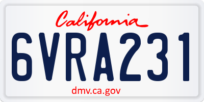 CA license plate 6VRA231