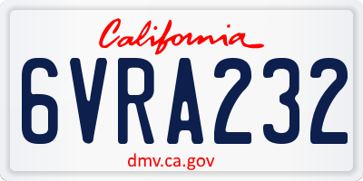 CA license plate 6VRA232