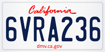 CA license plate 6VRA236
