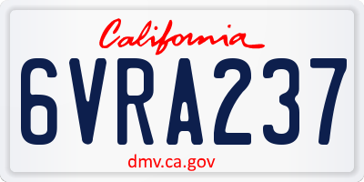 CA license plate 6VRA237