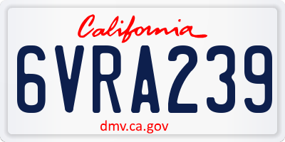 CA license plate 6VRA239
