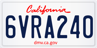 CA license plate 6VRA240
