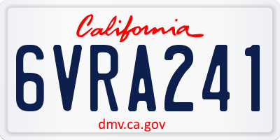 CA license plate 6VRA241