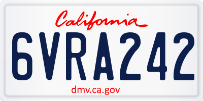 CA license plate 6VRA242