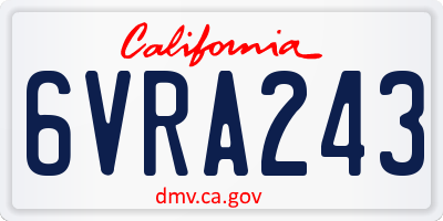 CA license plate 6VRA243