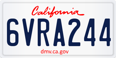 CA license plate 6VRA244