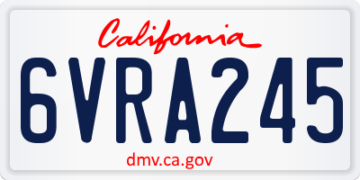CA license plate 6VRA245