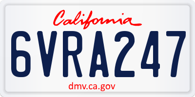 CA license plate 6VRA247
