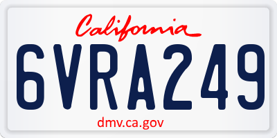 CA license plate 6VRA249