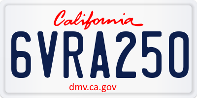 CA license plate 6VRA250