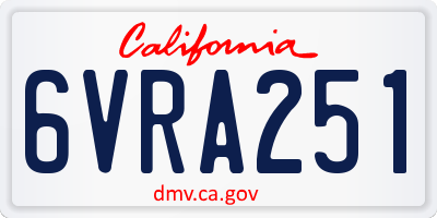 CA license plate 6VRA251