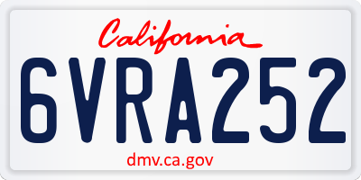 CA license plate 6VRA252