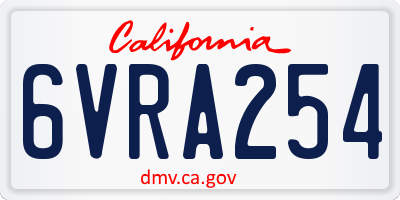 CA license plate 6VRA254