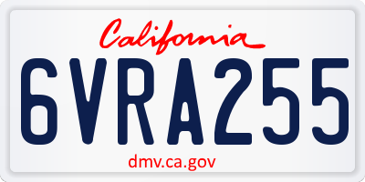CA license plate 6VRA255