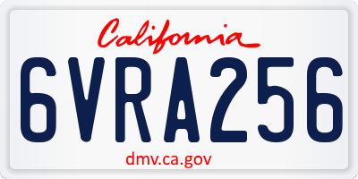 CA license plate 6VRA256