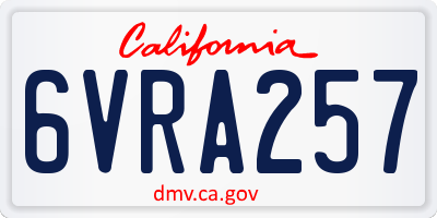 CA license plate 6VRA257