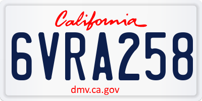 CA license plate 6VRA258