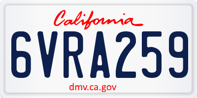 CA license plate 6VRA259