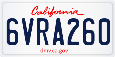 CA license plate 6VRA260