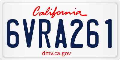 CA license plate 6VRA261