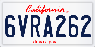 CA license plate 6VRA262