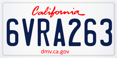 CA license plate 6VRA263