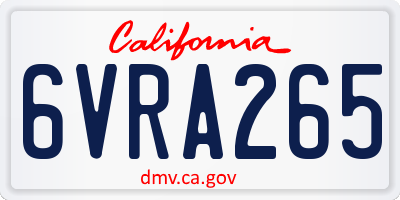 CA license plate 6VRA265