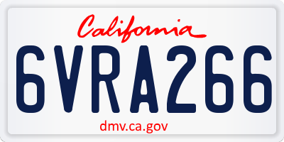 CA license plate 6VRA266