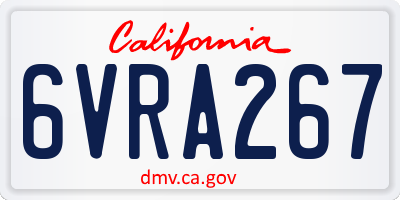 CA license plate 6VRA267
