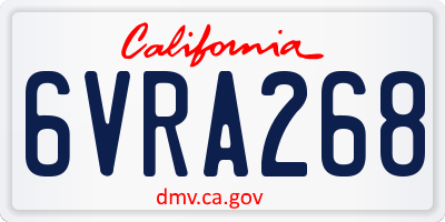 CA license plate 6VRA268