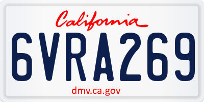 CA license plate 6VRA269