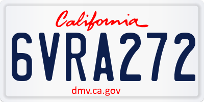 CA license plate 6VRA272