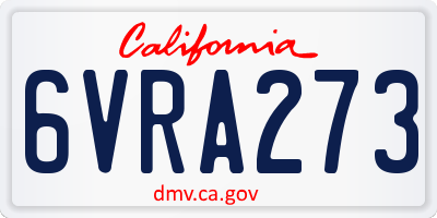 CA license plate 6VRA273