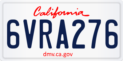 CA license plate 6VRA276