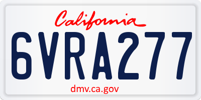 CA license plate 6VRA277