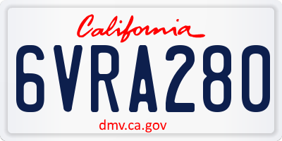 CA license plate 6VRA280