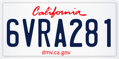 CA license plate 6VRA281