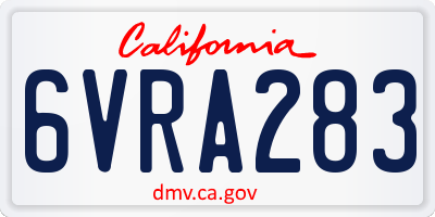 CA license plate 6VRA283