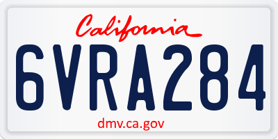 CA license plate 6VRA284
