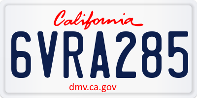 CA license plate 6VRA285