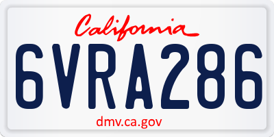 CA license plate 6VRA286