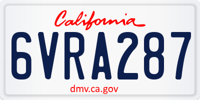 CA license plate 6VRA287