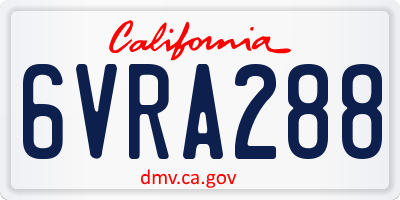 CA license plate 6VRA288