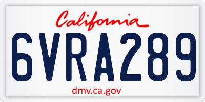 CA license plate 6VRA289