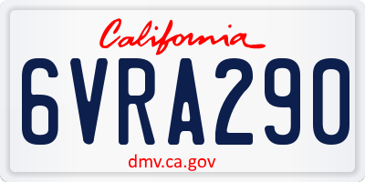 CA license plate 6VRA290