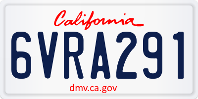 CA license plate 6VRA291