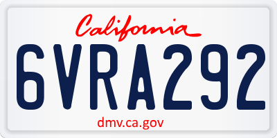 CA license plate 6VRA292