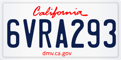 CA license plate 6VRA293