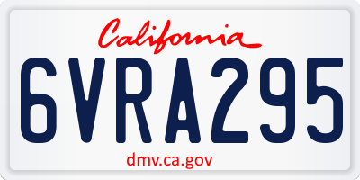 CA license plate 6VRA295