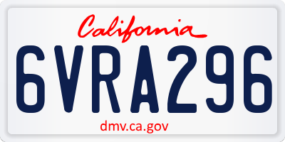 CA license plate 6VRA296